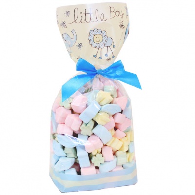 CANDY BAGS (pk 50) with Block Bottom and Twist Ties - LITTLE BOY (large)