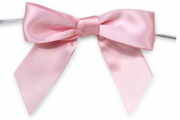 Women's Blush Pink Poly Satin Bow Tie