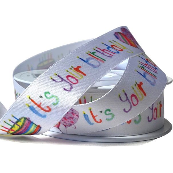 Eco Friendly Satin Ribbon - 25mm x 1m - It's Your Birthday