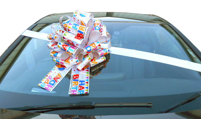 MEGA Giant Car Bow (42cm diameter) with 6m Ribbon - BIRTHDAY