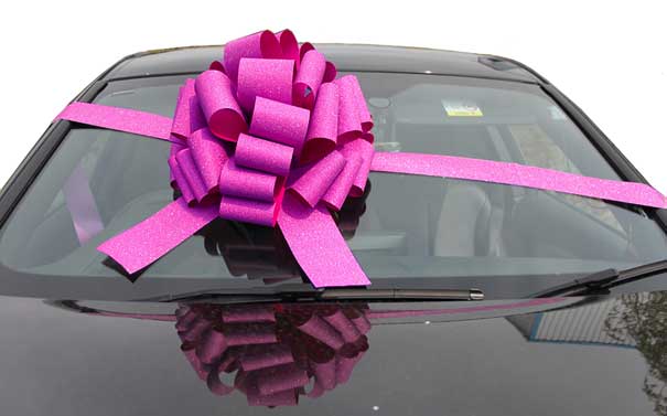 MEGA Giant Car Bow (42cm diameter) with 6m Ribbon - GLITTER PINK