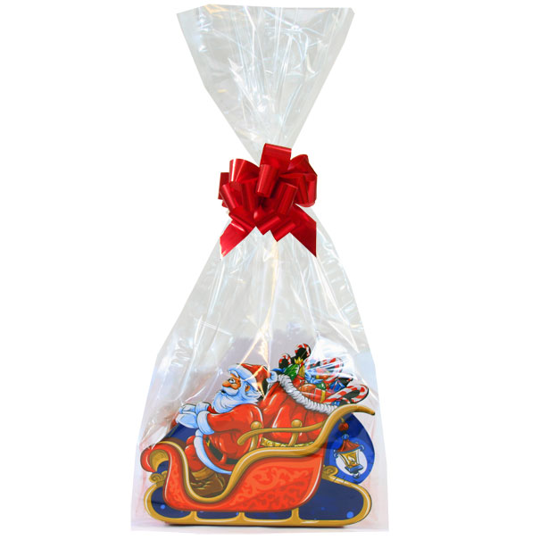 Complete Gift Basket Kit small SANTA SLEIGH RED