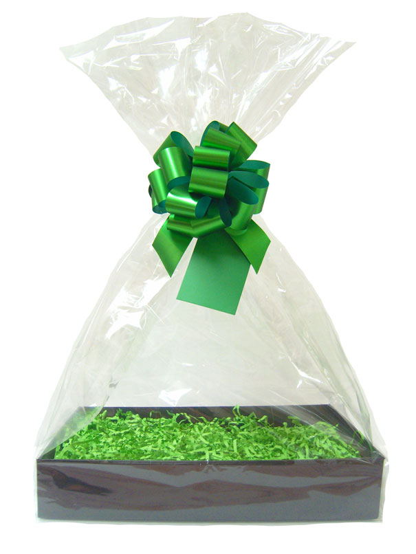 Complete Gift Basket Kit - (Small) BLACK EASY FOLD TRAY/GREEN ACCESSORIES