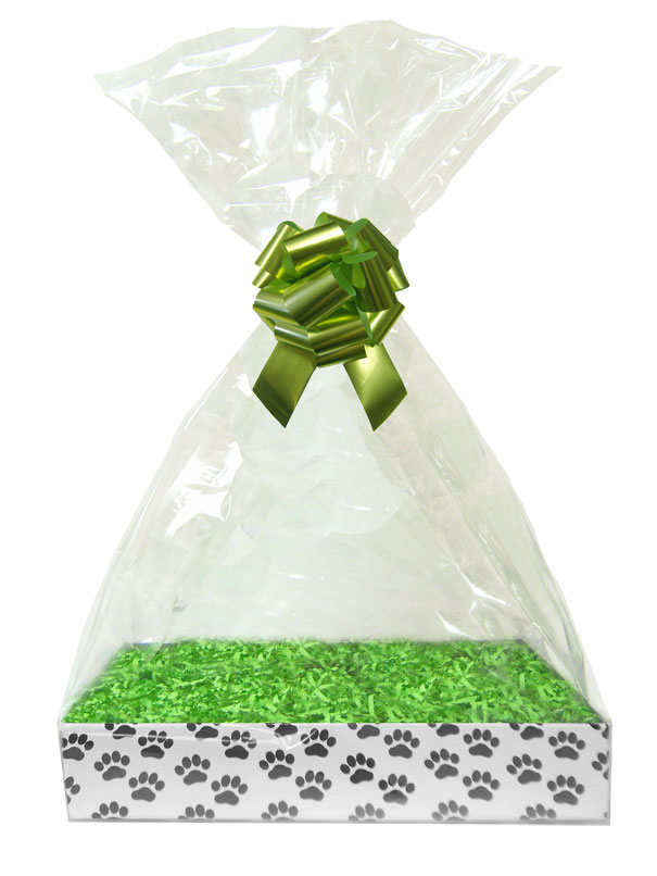 BULK Gift Basket Kit - (Small) PAW PRINT EASY FOLD TRAY / GREEN ACCESSORIES x10