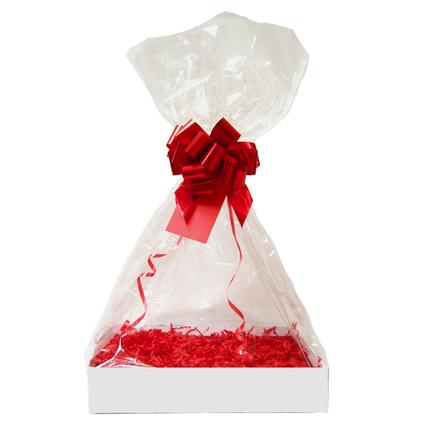 BULK Gift Basket Kit - (Large) WHITE EASY FOLD TRAYS / RED ACCESSORIES x10