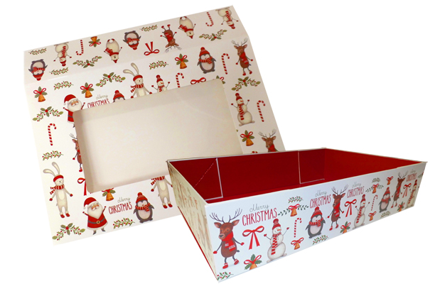 10 x Easy Fold Trays with Sleeves - (30x20x6cm) MEDIUM CHRISTMAS CHARACTER TRAYS/CHRISTMAS CHARACTER SLEEVES