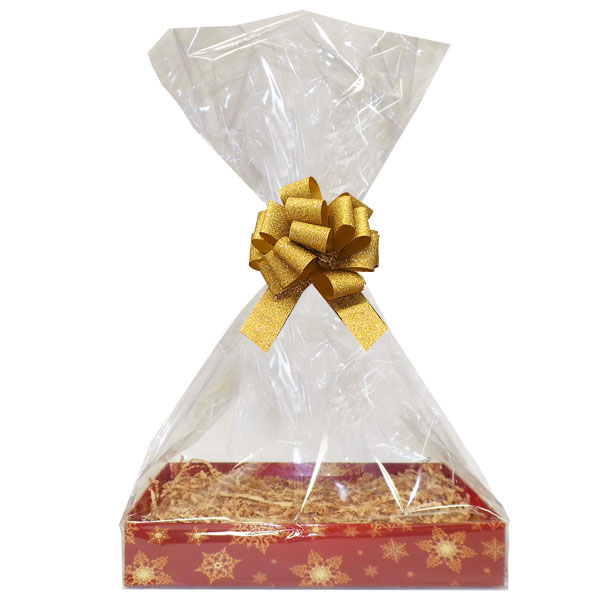 BULK Gift Basket Kit - (Medium) SNOWFLAKES EASY FOLD TRAY / GOLD ACCESSORIES x10