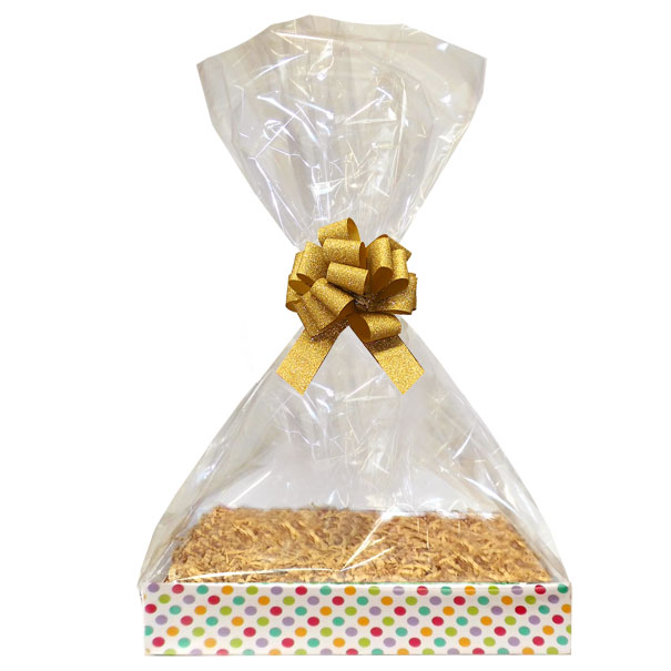 BULK Gift Basket Kit - (Medium) SPOTTY EASY FOLD TRAY / GOLD ACCESSORIES x10