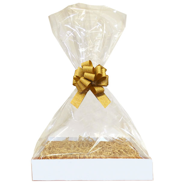 BULK Gift Basket Kit - (Medium) WHITE EASY FOLD TRAY / GOLD ACCESSORIES x10