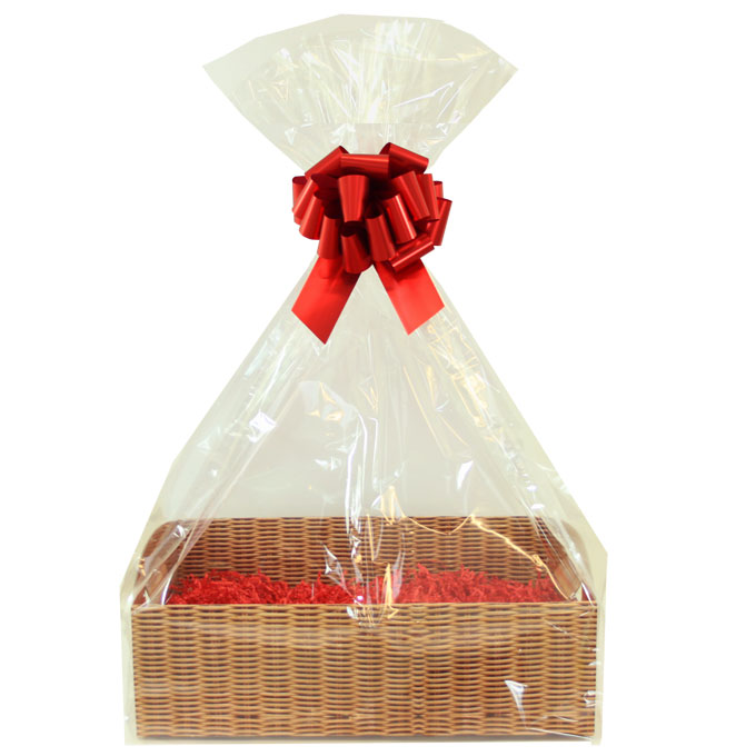 Gift Basket Kit WICKER BASKET FOLDUP TRAY/RED ACCESSORIES