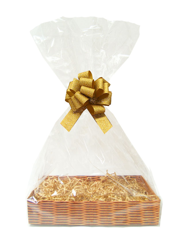 BULK Gift Basket Kit - (Large) WICKER EASY FOLD TRAY / GOLD ACCESSORIES x10
