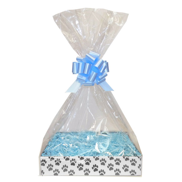 BULK Gift Basket Kit - (Medium) PAW PRINT EASY FOLD TRAY / BLUE ACCESSORIES x10