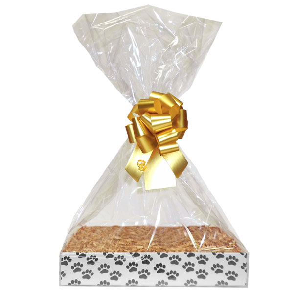 BULK Gift Basket Kit - (Medium) PAW PRINT EASY FOLD TRAY / GOLD ACCESSORIES x10