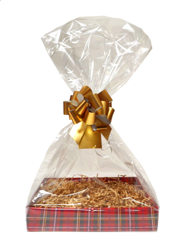 Medium Gift Basket Kit TARTAN EASY FOLD TRAY / GOLD ACCESSORIES