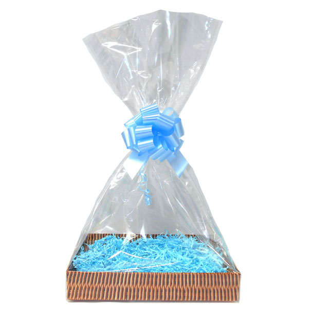 Complete Gift Basket Kit - (Medium) WICKER EASY FOLD TRAY / BLUE ACCESSORIES