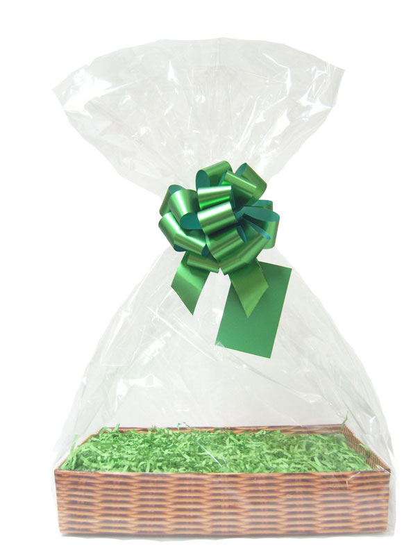 Medium Gift Basket Kit WICKER EASY FOLD TRAY / GREEN ACCESSORIES