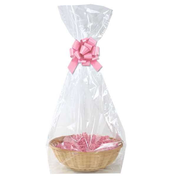 Complete Gift Basket Kit - (23cm diameter) BAMBOO MEDIUM ROUND / PINK ACCESSORIES
