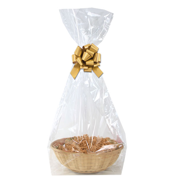 Complete Gift Basket Kit - (30cm diameter) BAMBOO LARGE ROUND / GOLD ACCESSORIES