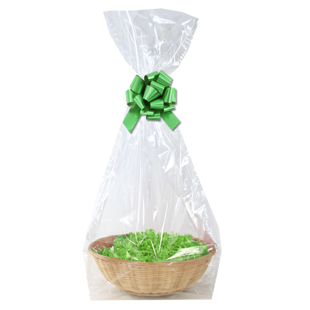 Complete Gift Basket Kit - (30cm diameter) BAMBOO LARGE ROUND / GREEN ACCESSORIES