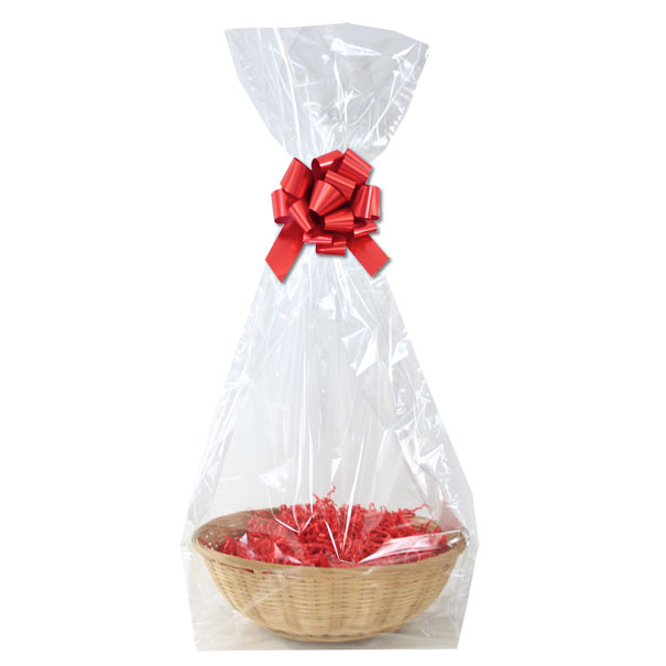 BULK Gift Basket Kit LARGE ROUND BAMBOO RED ACCESSORIES x10