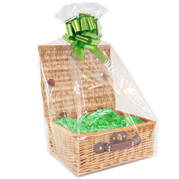 BULK Gift Basket Kit - 14'' NATURAL HAMPER / LIGHT GREEN ACCESSORIES x10