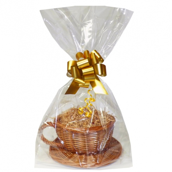 Gift Basket Kit - WICKER CUP & SAUCER / GOLD ACCESSORIES