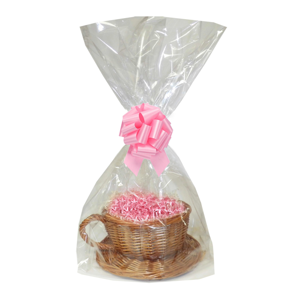 Gift Basket Kit - WICKER CUP & SAUCER / PINK ACCESSORIES