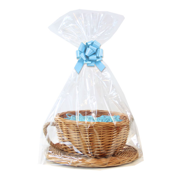 Gift Basket Kit (Medium) WICKER CUP & SAUCER / BLUE ACCESSORIES
