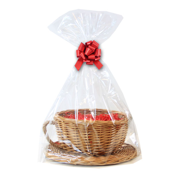 Gift Basket Kit - (Medium) WICKER CUP & SAUCER / RED ACCESSORIES