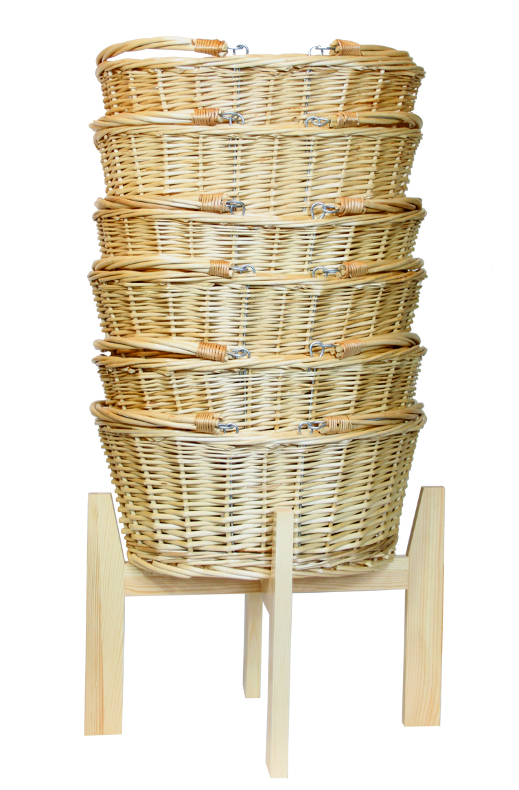 Wicker Shopping Baskets x6 and Display Stand NATURAL