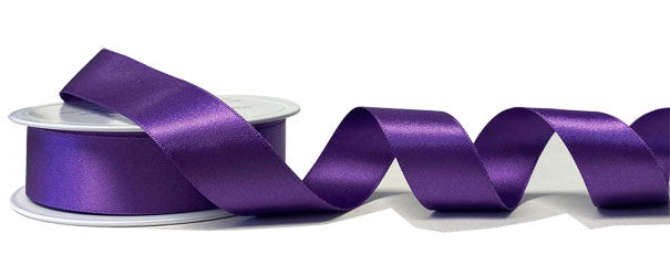 Eco Friendly Double Faced Satin Ribbon - 25mm x 20m - PURPLE