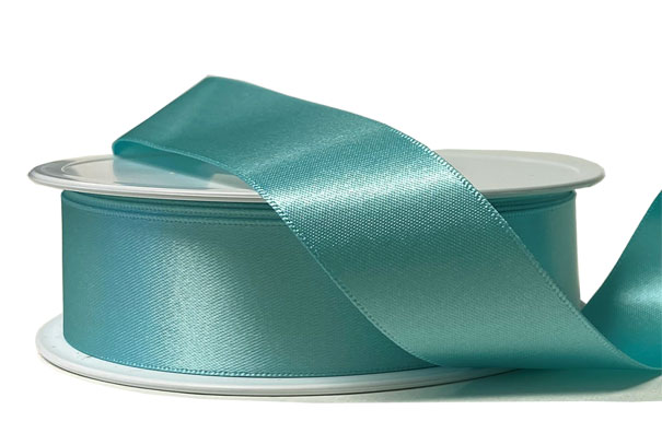 Eco Friendly Double Faced Satin Ribbon - 25mm x 20m - TURQUOISE BLUE