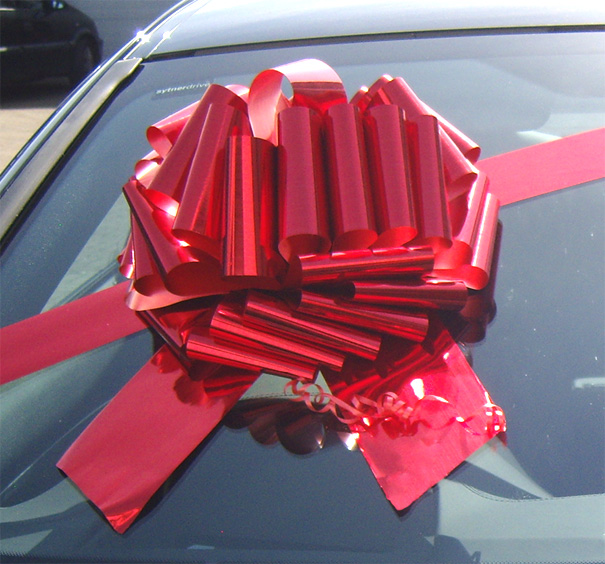 MEGA Giant Car Bow (42cm diameter) with 6m Ribbon - GLITTER