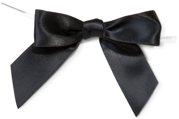 MINI SATIN BOWS with Twist Ties - 20mm - (pk 10) BLACK