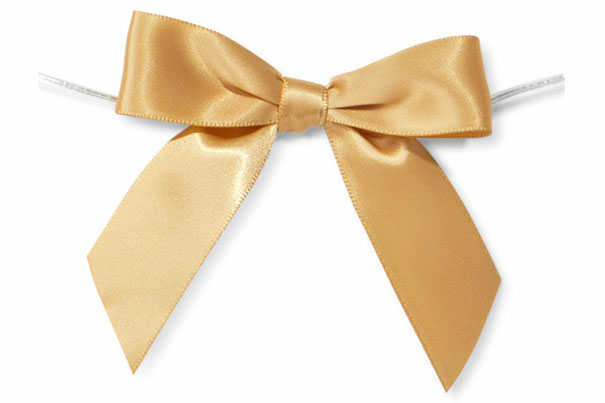 MINI SATIN BOWS with Twist Ties - 20mm - (pk 10) GOLD