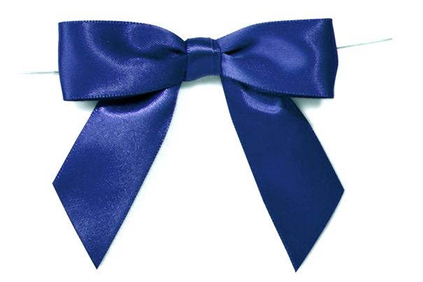 MINI SATIN BOWS with Twist Ties - 20mm - (pk 10) NAVY BLUE