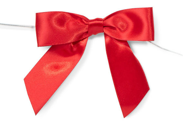 MINI SATIN BOWS with Twist Ties - 20mm - (pk 10) RED