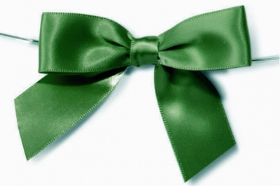 MINI SATIN BOWS with Twist Ties - 20mm - (pk 10) GREEN