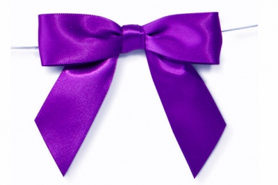 MINI SATIN BOWS with Twist Ties - 20mm - (pk 10) PURPLE