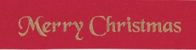 Double Faced Satin Ribbon - 25mm x 20m - MERRY CHRISTMAS RED