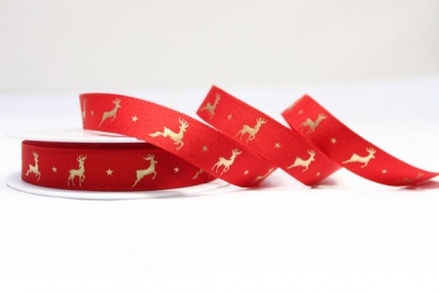 Double Faced Satin Ribbon - 15mm x 20m - REINDEER RED