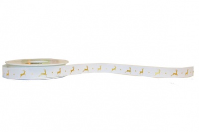 Double Faced Satin Ribbon - 15mm x 20m - REINDEER WHITE